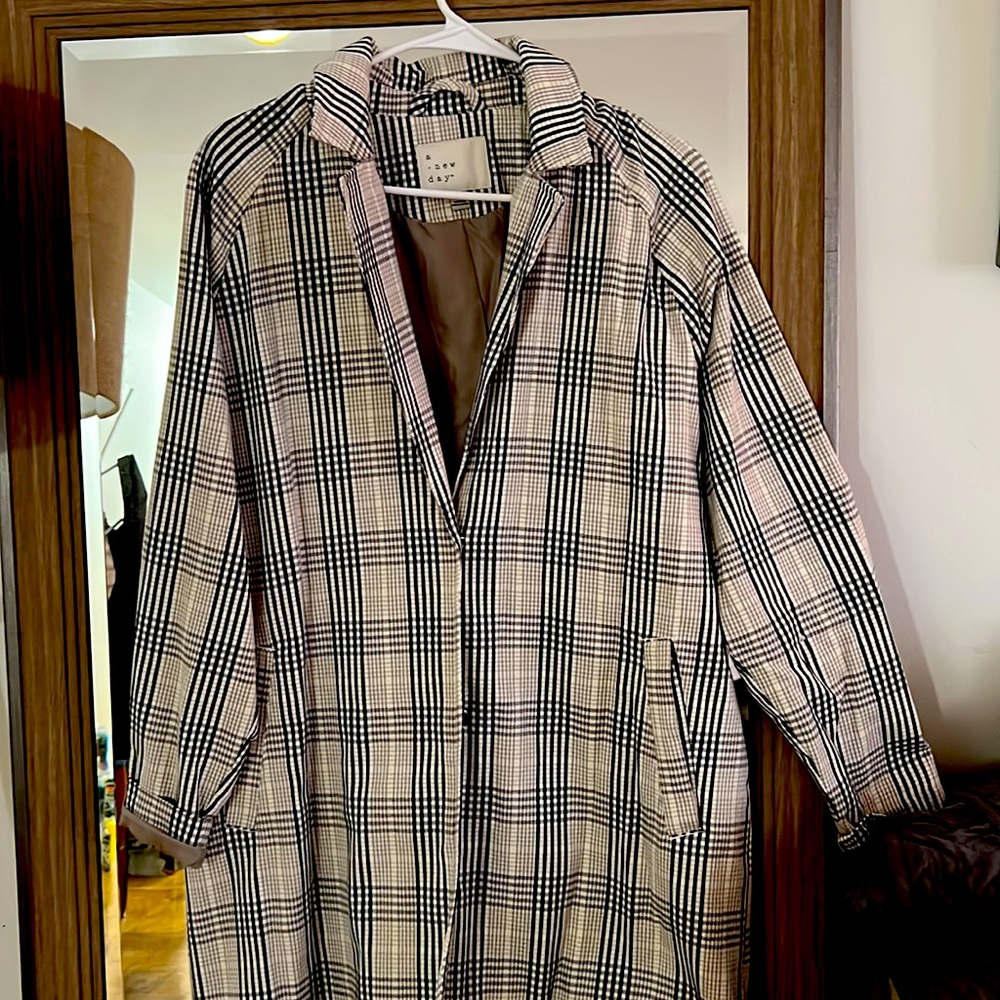 Navy Plaid, Long Jacket